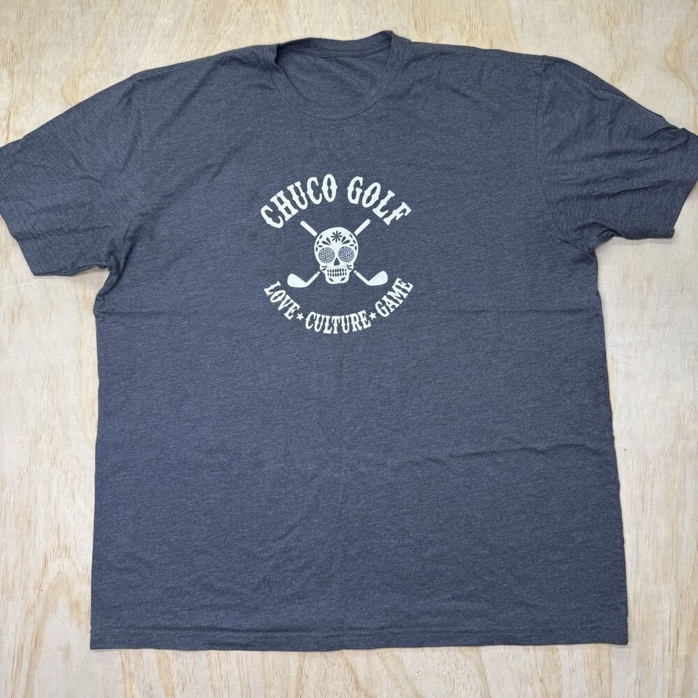USED 2XL Chuco Golf Crewneck Short Sleeve Shirt Gray Love Culture Game